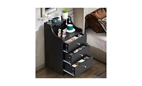 Slickblue Two-Drawer Bedside Table with Compartments for Organized Bedroom Storage and Convenient Access