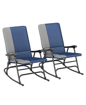 Outsunny Outdoor Rocking Chairs Set of 2, Folding Rocker Set,