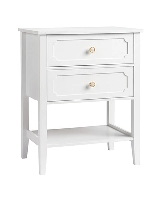 Slickblue Nightstand End Side Table with 2 Drawers for Convenient Storage and Modern Design