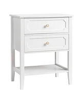 Slickblue Nightstand End Side Table with 2 Drawers for Convenient Storage and Modern Design