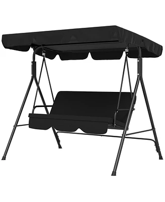 Slickblue 3-Seat Outdoor Patio Swing Chair with Cushions for Relaxation and Comfortable Seating