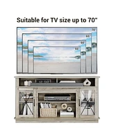 gaomon Farmhouse Tv Stand for Tvs up to 65'', TV Cabinet with 2 Acrylic Door