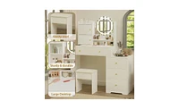 Slickblue Vanity Desk with Mirror and Lights for Stylish Beauty Organization and Illumination