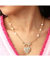 Juicy Couture Gold-Tone Pearl Heart Pendant Necklace