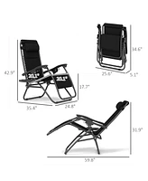 Outsunny Zero Gravity Lounge Chair Set Padded Outdoor Recliner