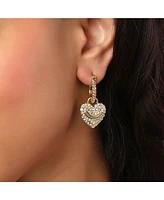 Juicy Couture Gold-Tone Heart Charm Hoop Earrings with Crystal Accents