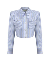 Nocturne Women's Striped Shirt with Shoulder Pad