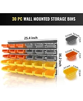Xdovet Garage Organizer Bins, 30PC Wall Mount Storage Small Parts Bins With Peg Board And Install Screws, Store Your Nuts, Bolts, Screws, Nails, Beads