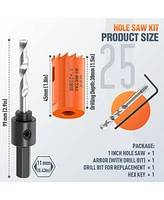 Xdovet 1 inch Hole Saw with Hex Shank Drill Bit Adapter, 25mm Smoothly Cutting in Boards, Wood, Plastic, Metal, Drywall, Fiberboard