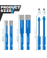 Xdovet Dry Diamond Drill Bit Sets Hex Shank 6Pcs 1/2" to 1/4" Core Drill Bits for Granite Marble Porcelain Glass Lenses Tile etc