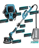 Xdovet 750W Drywall Sander, 7A Electric Dustless Drywall Sander with Vacuum Dust Collector, Led Light, Folding and Extendable Handle, 6 Speeds Popcorn