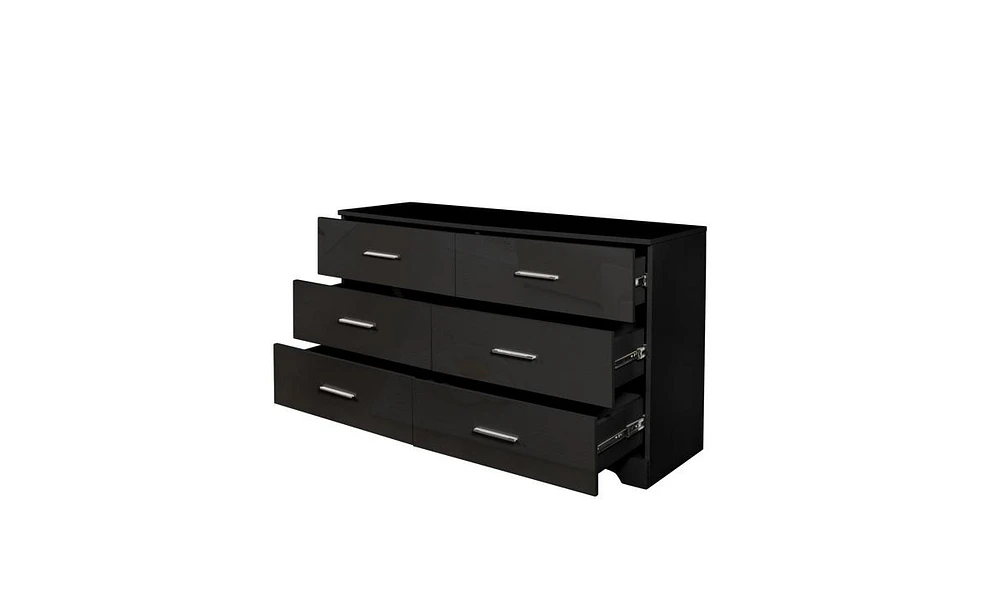 Slickblue Drawer Double Dresser for Bedroom, Wide Storage Cabinet for Living Room and Entryway