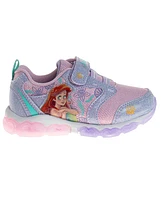 Disney Toddler and Little Girls the Mermaid Hook Loop Light Up Fashion Sneakers