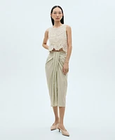 Mango Women's Draped Midi Skirt