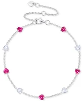 Macy's Lab Created Ruby (5-1/2 ct. t.w.) & White Sapphire (5-1/2 ct. t.w.) Heart Necklace, Bracelet & Earrings in Sterling Silver