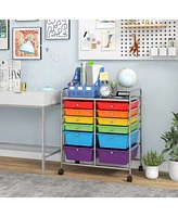 Gouun 12 Drawers Rolling Cart Storage Scrapbook Paper Organizer Bins-Deep