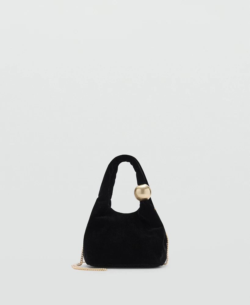 Mango Women's Ball Detail Velvet Bag