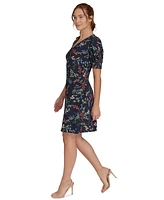 Tommy Hilfiger Petite Floral Jersey Puff-Sleeve Dress