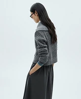 Mango Women's Cabled Heather Cardigan