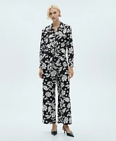 Mango Women's Floral Print Straight Pants