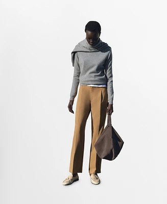 Mango Women's Straight-Fit Pleated Pants
