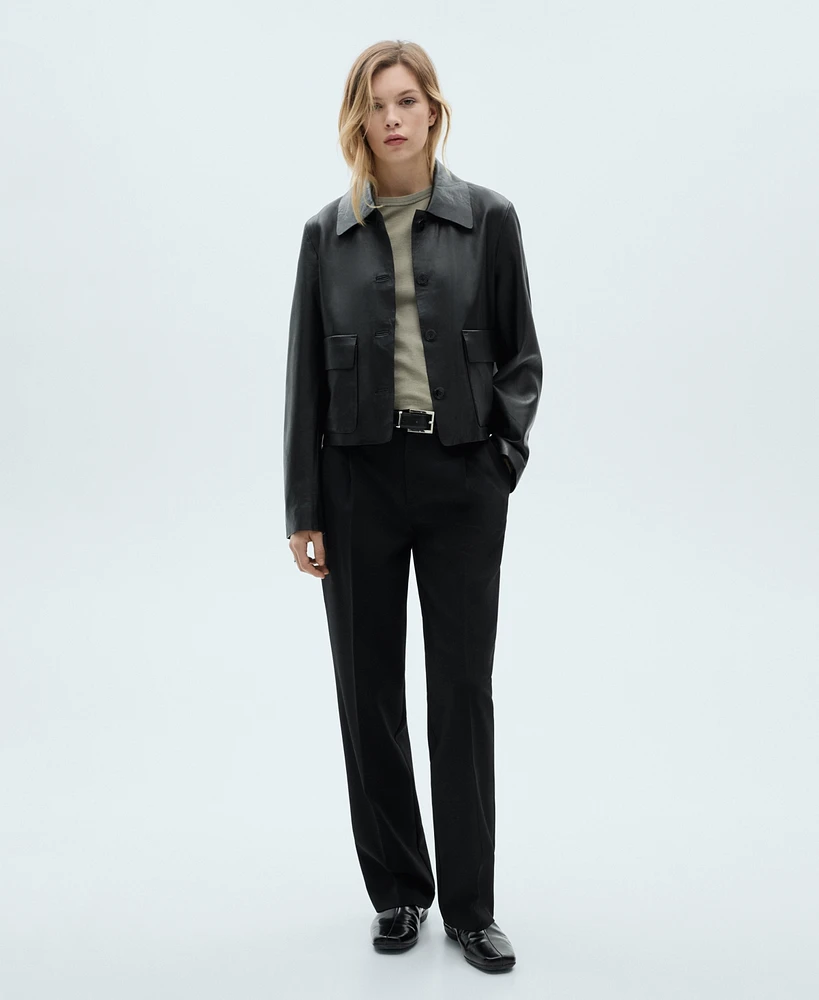 Mango Women's Straight-Fit Pleated Pants