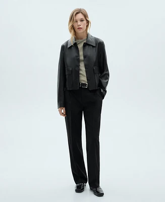 Mango Women's Straight-Fit Pleated Pants
