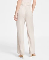 Bar Iii Women's High-Rise Wide-Leg Satin Pants, Exclusively at Macy's