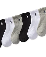 Polo Ralph Lauren Little & Big Boys Solid Quarter Crew Socks, 6-Pack