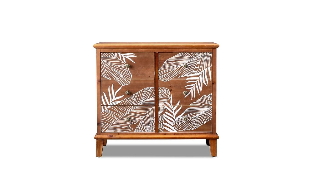 Slickblue Fch Brown Mdf Veneer + Solid Wood Frame 804073cm 6-Drawer Chest Bohemia