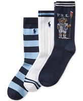 Polo Ralph Lauren Little & Big Boys Rowing Bear Crew Socks, 3-Pack