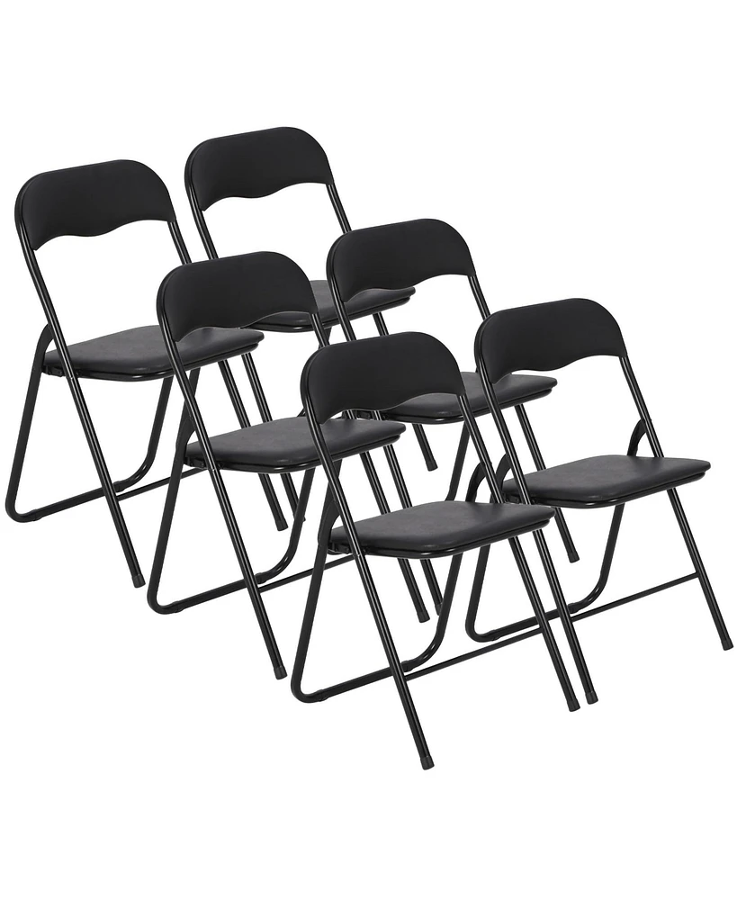 gaomon Folding Chairs 6 Pack Black 650LB Weight Limit Indoor Outdoor Portable Stackable Commercial Seat with Metal Frame for Home Office Wedding Party