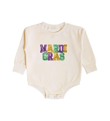 Sweet Wink Baby Girls Mardi Gras Patch Long Sleeve Romper