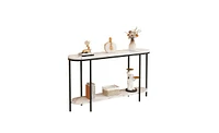 Slickblue Console Table 2-Tier Narrow Entryway with Storage Shelves, Faux Marble for Living Room, Bedroom