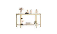 Slickblue Console Table 2-Tier Narrow Entryway Table with Storage Shelves, Faux Marble Narrow Table for Living Room, Bedroom