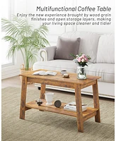 gaomon Coffee Table, 31.49'' Small Living Room Tables, 2-Tier Rustic Coffee Table for Living Room, Modern Farmhouse Style Rectangular Wood Table for O