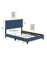 Boyd Sleep Luxe Upholstered Platform Bed with Headboard, Mattress Foundation with Strong 14 Wood Slat Supports