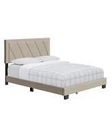 Boyd Sleep Doreen Upholstered Platform Bed with Headboard, Mattress Foundation Strong 4 Wood Slat Supports