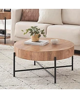 gaomon Coffee Table with Drawers Round Center Table