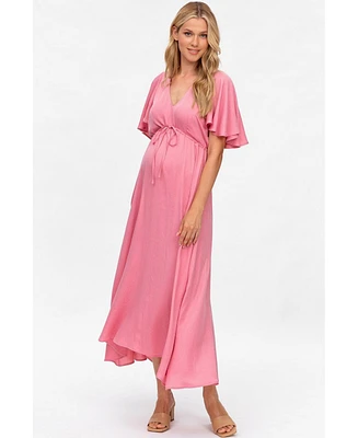 Pietro Brunelli Maternity Maternity Pietro Brunelli Flared Sleeve Maxi V-Neck Valentina Dress