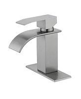 Single Handle Bathroom Sink Faucet, Waterfall Spout Bathroom Sink Faucet for Bath and Rv Sinks, Deck Mount 1 hole or 3 holes