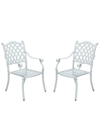 Boyel Living Patio Dining Chairs 2PCS Cast Aluminum Patio Furniture Outdoor Patio Chairs Metal Patio Chairs Garden Chair for Indoor Outdoor Bistro Cha