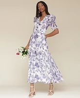 Avec Les Filles Women's Floral-Print Puffed-Shoulder Dress