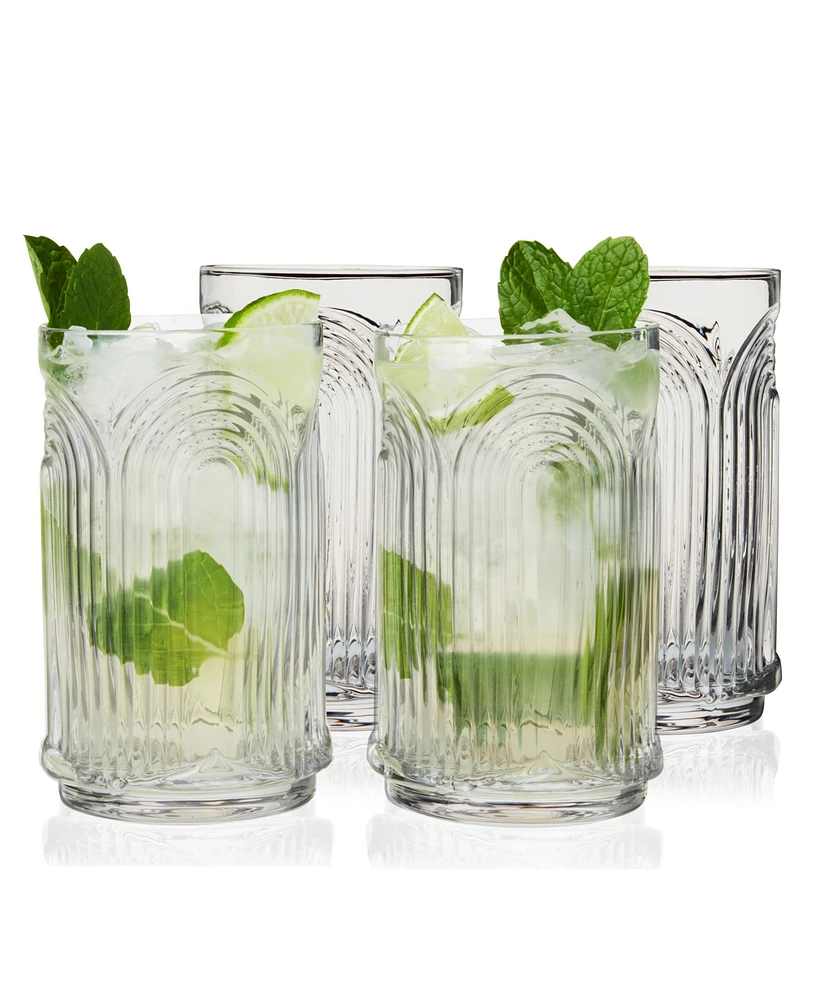 Viski Deco Beau Highball Glasses, Set of 4