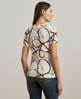 Lauren Ralph Lauren Women's Belting-Print Cotton-Blend Crewneck Tee