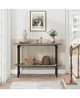 gaomon Narrow Entryway Table, 2 Tier Industrial Console Table with Storage Shelf, Thin Behind Couch Table, Farmhouse Skinny Sofa Table for Hallway, En