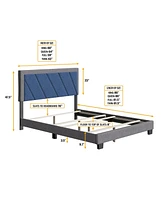 Boyd Sleep Doreen Upholstered Platform Bed with Headboard, Mattress Foundation Strong 4 Wood Slat Supports