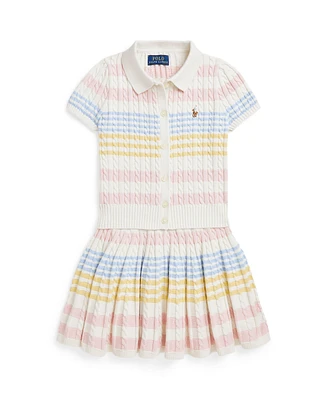 Polo Ralph Lauren Toddler and Little Girls 2-Piece Striped Cotton Cardigan Skirt Set