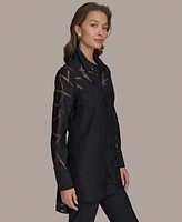 Donna Karan New York Women's Geo Burnout Button-Front Tunic