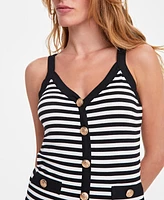 On 34th Women's Striped Knit Button Tank Top, Exclusively at Macy's